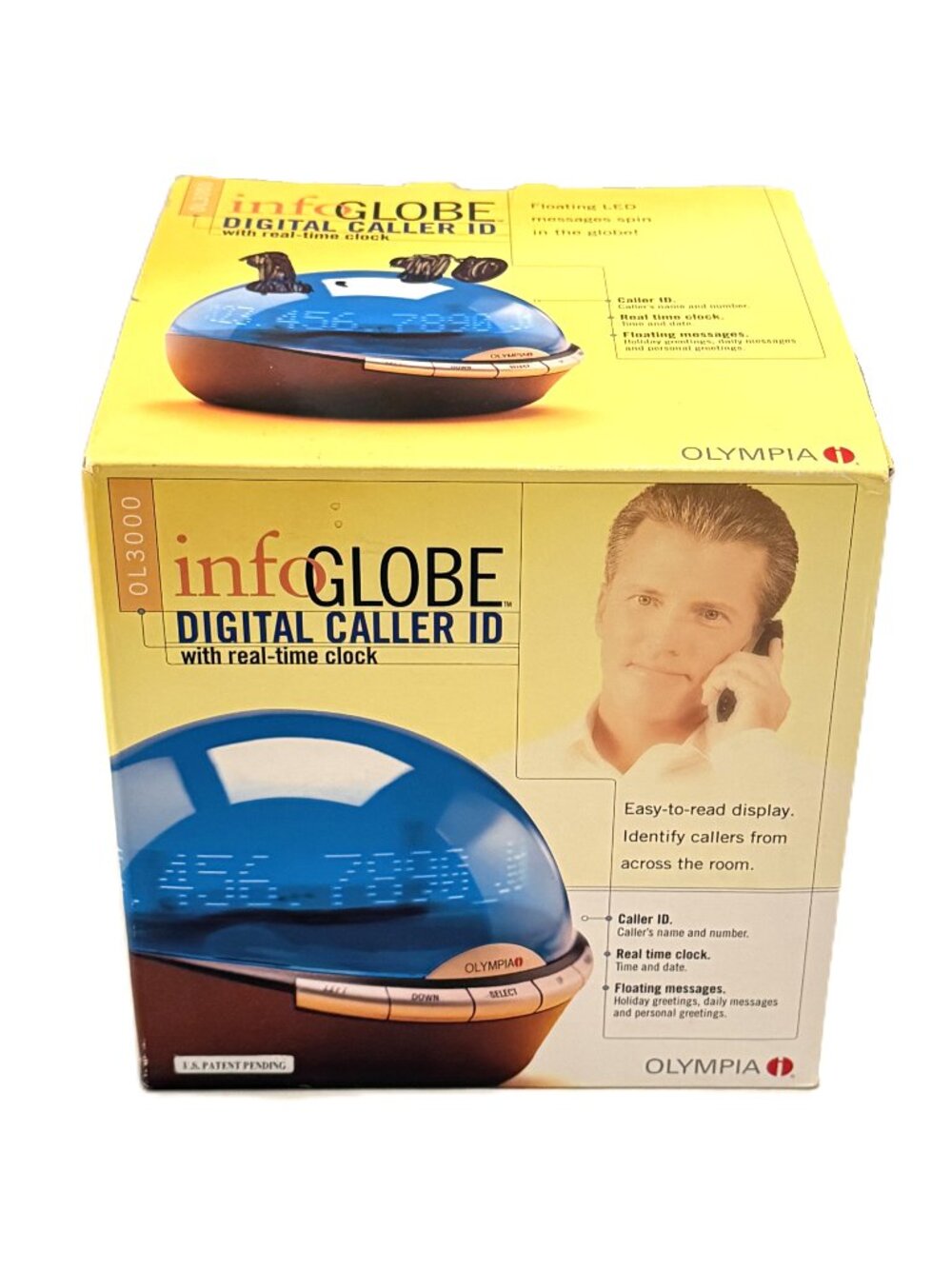 Olympia Infoglobe Digital LED Caller ID & Real-Time Clock NIB NEW Floating Msg